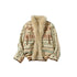 OuttheBlue Fur Collar Loose Midlength Stand Collar Casual Women Fair Isle Polyester Jackets