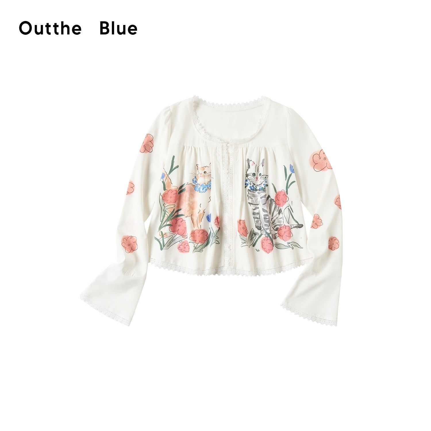 OuttheBlue_Hand_Painted_Cat_Floral_Print_Lace_Trim_Women&