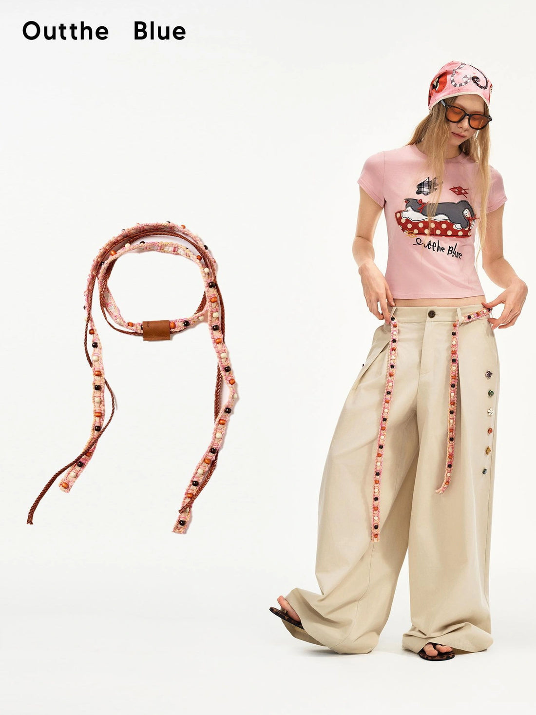 OuttheBlue Handwoven Beaded Waist Belt With Playful Design