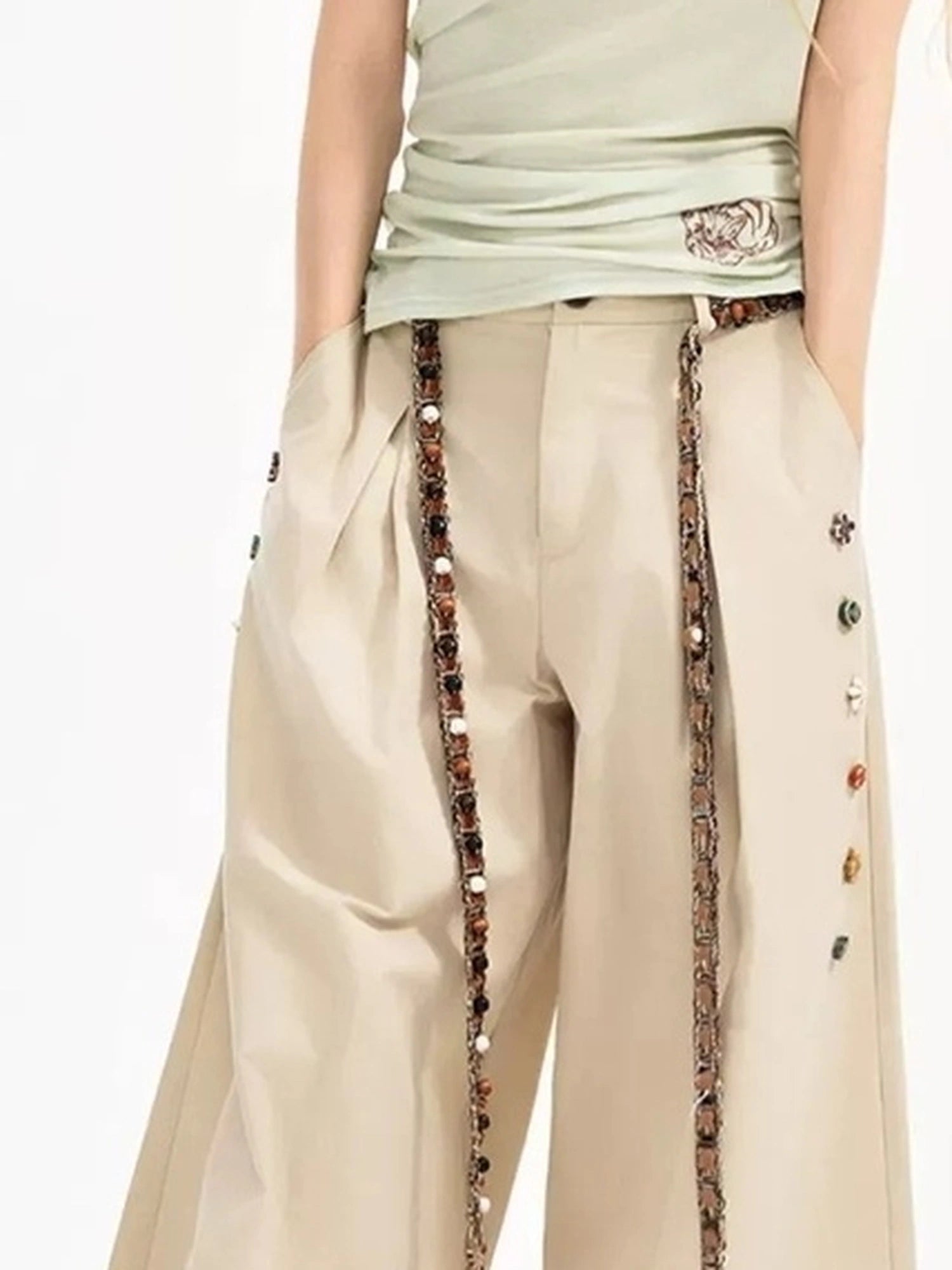 OuttheBlue Handwoven Beaded Waist Belt With Playful Design