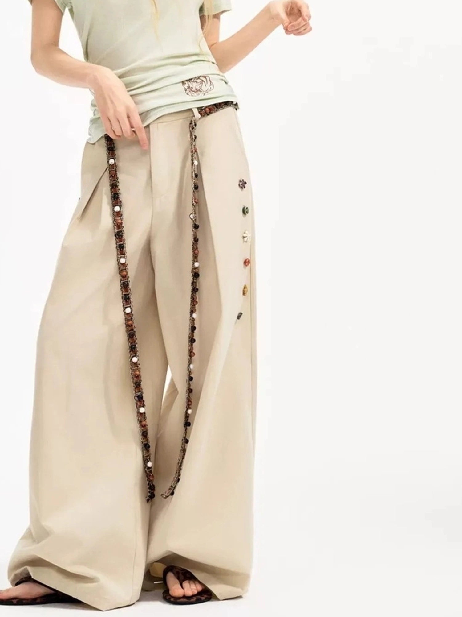 OuttheBlue Handwoven Beaded Waist Belt With Playful Design