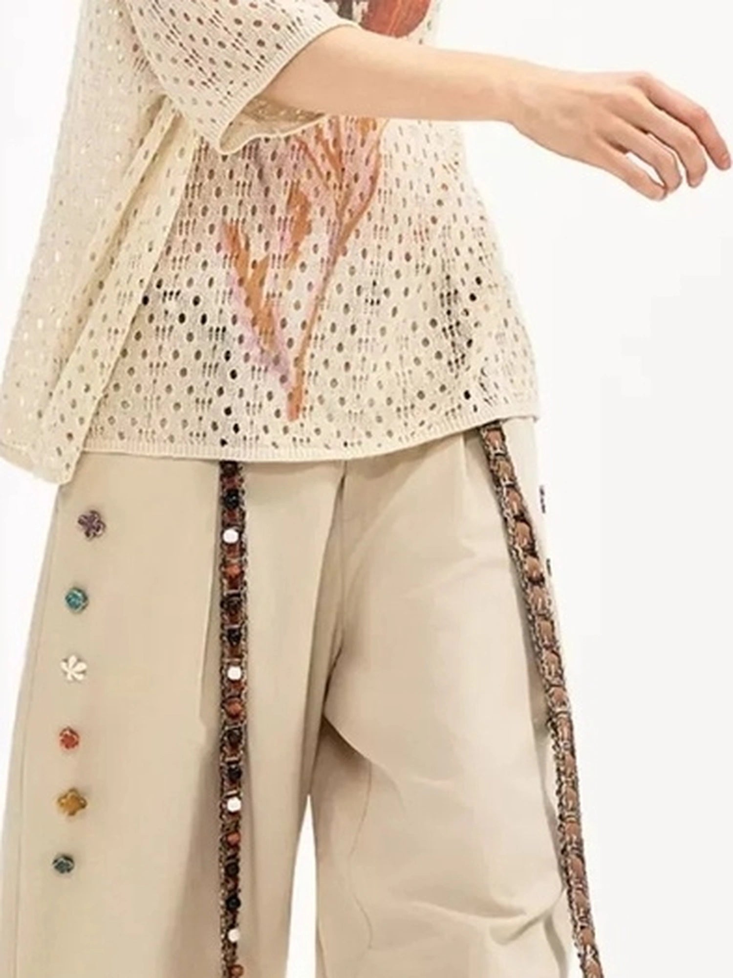 OuttheBlue Handwoven Beaded Waist Belt With Playful Design