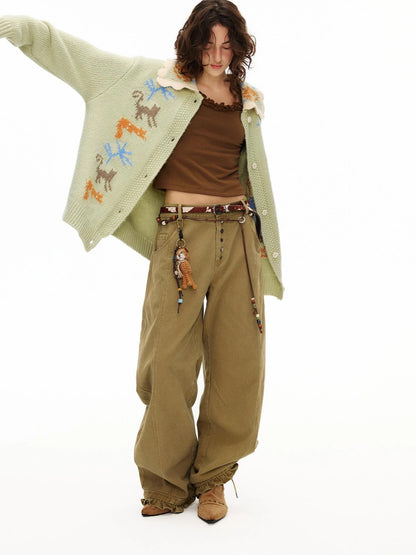 OuttheBlue Heavy Washed Cotton Asymmetrical Harem Pants