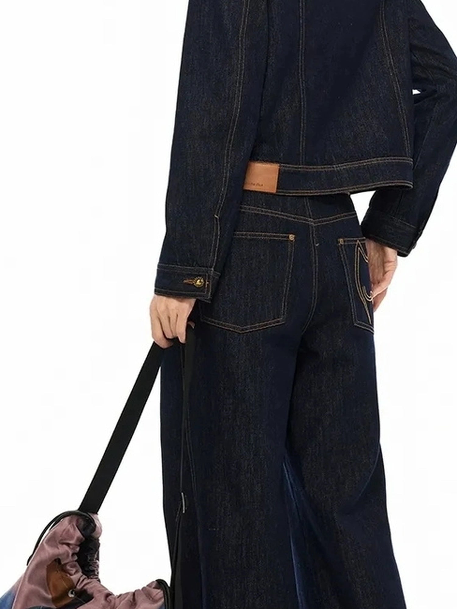 OuttheBlue High Neck Embroidered Denim Jacket