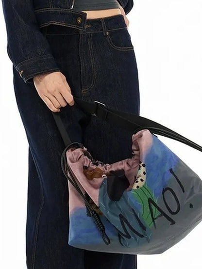 OuttheBlue High Neck Embroidered Denim Jacket