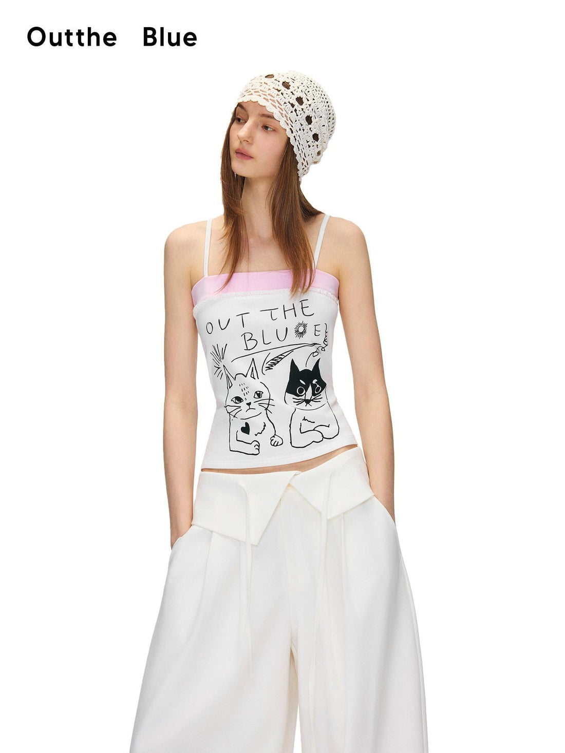 OuttheBlue High Stretch Cotton Blend Animal Print Slim Fit Cropped Women Camisoles