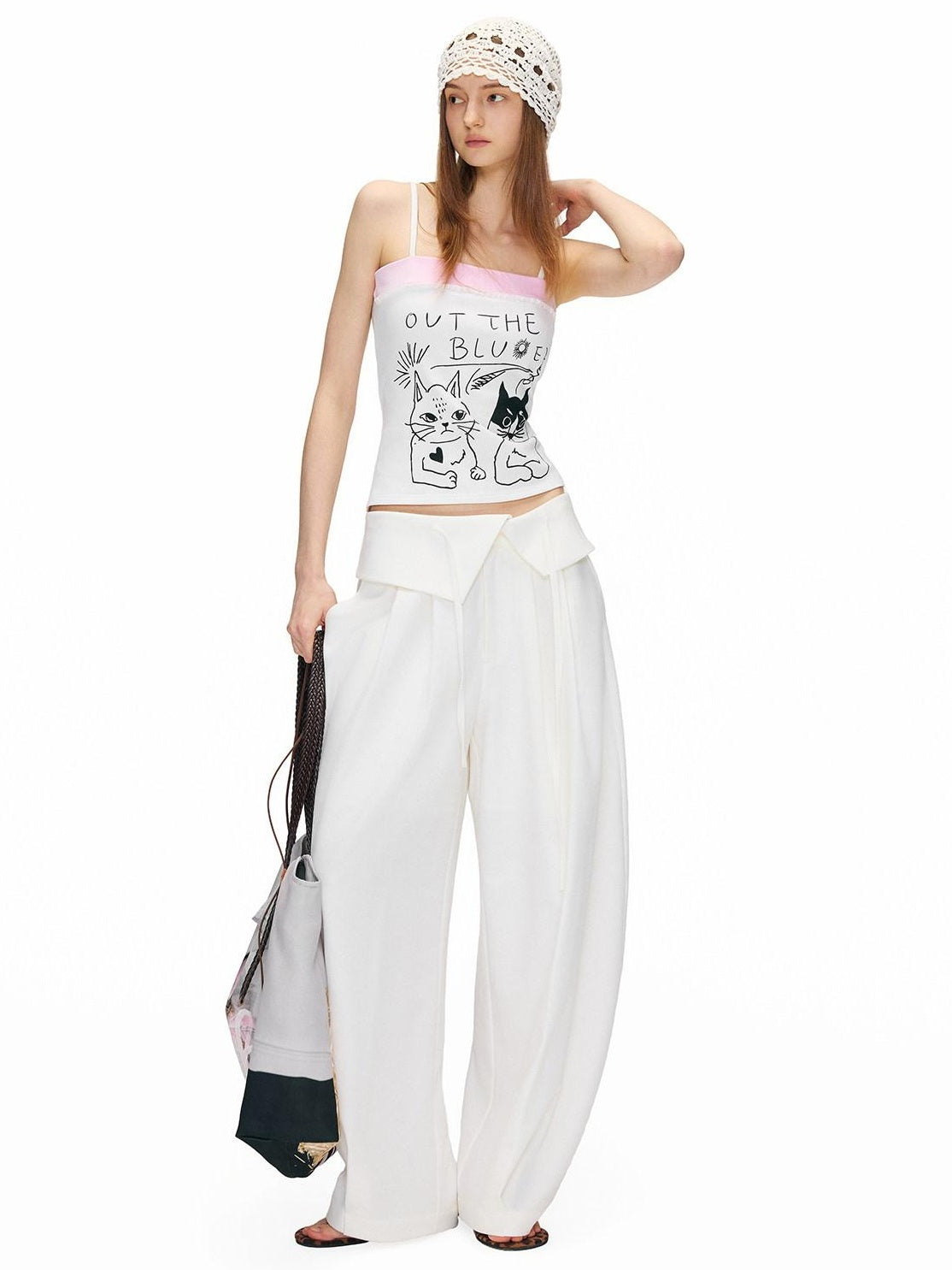 OuttheBlue High Stretch Cotton Blend Animal Print Slim Fit Cropped Women Camisoles