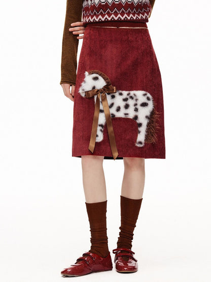OuttheBlue High Waist A Line Casual Everyday Women Burgundy Polyester Stretch Midi Skirts