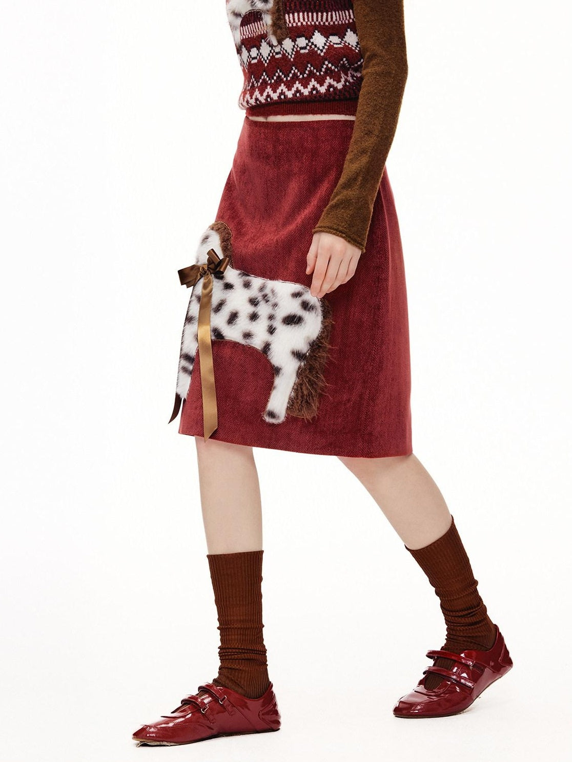 OuttheBlue High Waist A Line Casual Everyday Women Burgundy Polyester Stretch Midi Skirts