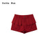 OuttheBlue High Waist Stretch Cotton Slim Fit Casual Women Red Chino Shorts