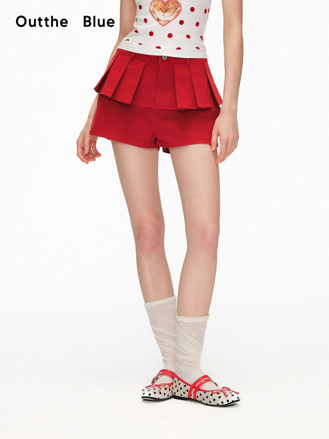 OuttheBlue High Waist Stretch Cotton Slim Fit Casual Women Red Chino Shorts