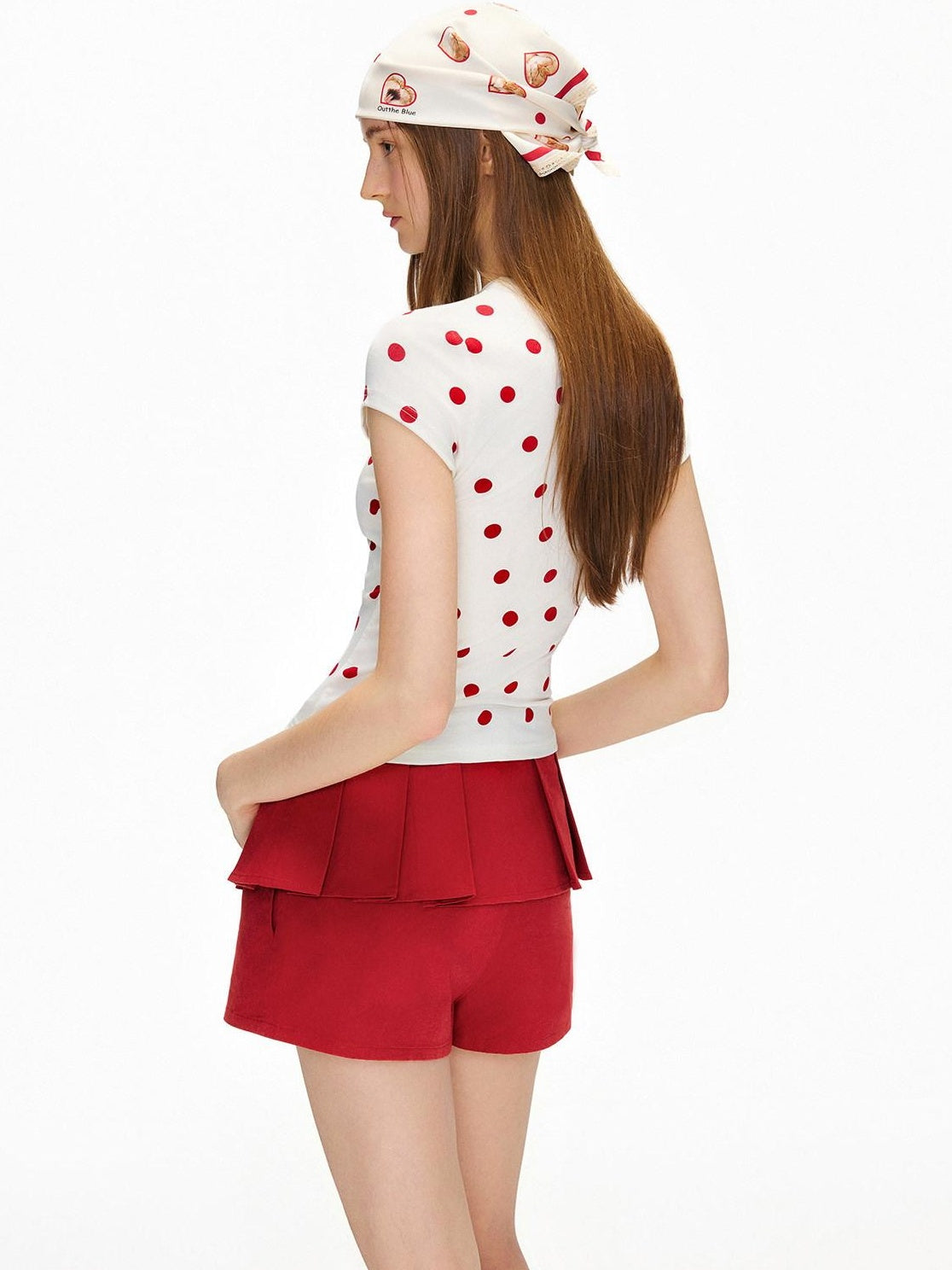 OuttheBlue High Waist Stretch Cotton Slim Fit Casual Women Red Chino Shorts