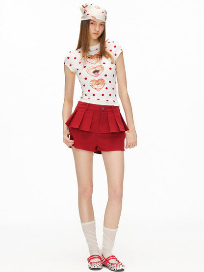 OuttheBlue High Waist Stretch Cotton Slim Fit Casual Women Red Chino Shorts
