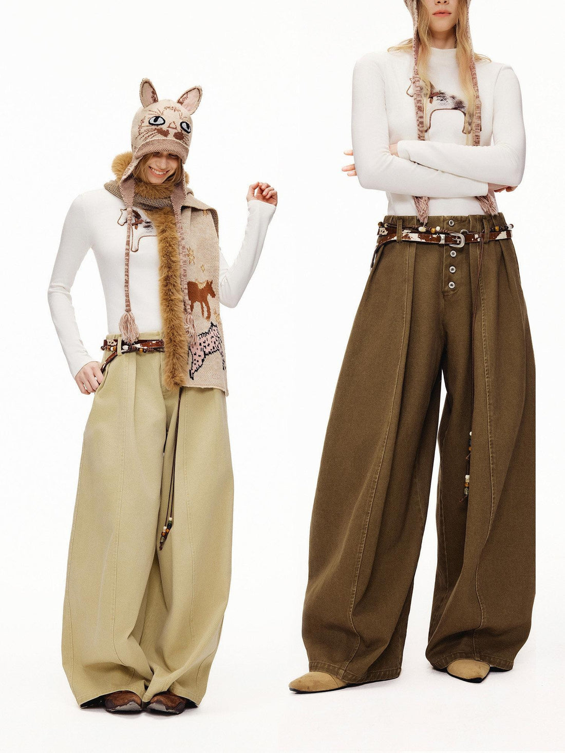OuttheBlue High Waist Washed Cotton Comfort Casual Solid Khaki Coffee Women Wide Leg Pants