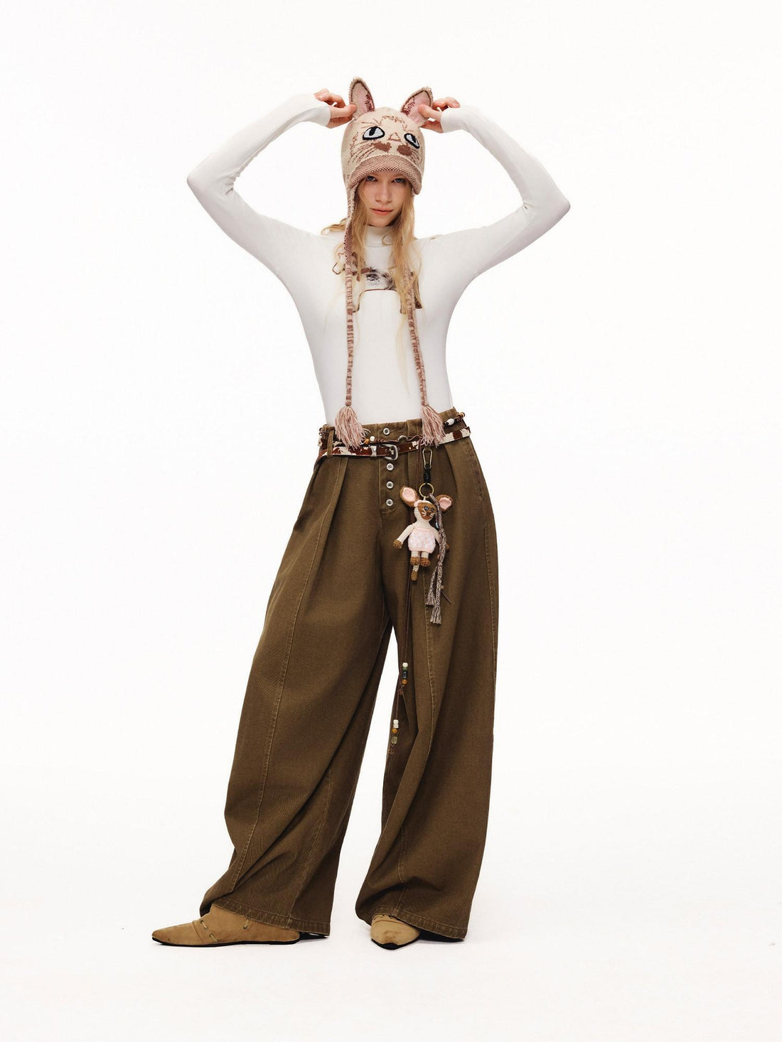 OuttheBlue High Waist Washed Cotton Comfort Casual Solid Khaki Coffee Women Wide Leg Pants