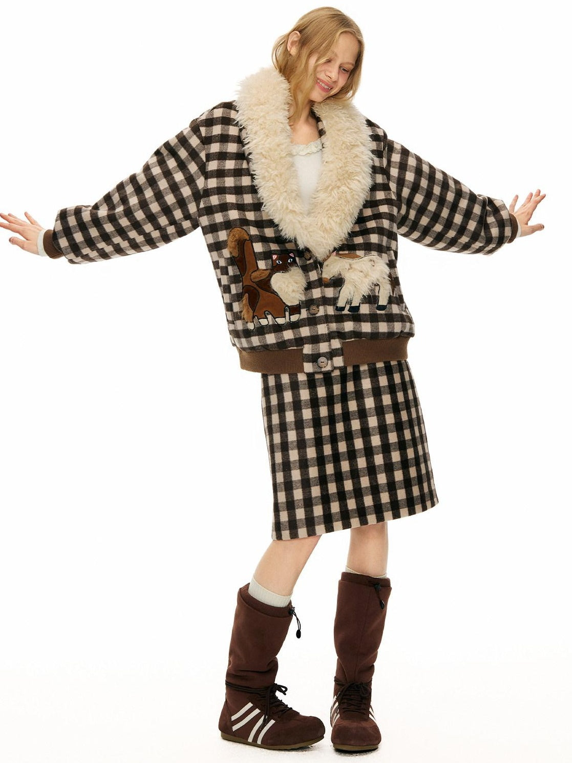 OuttheBlue High Waist Wool Blend Plaid A Line Casual Women Daily Student Home Mini Skirts