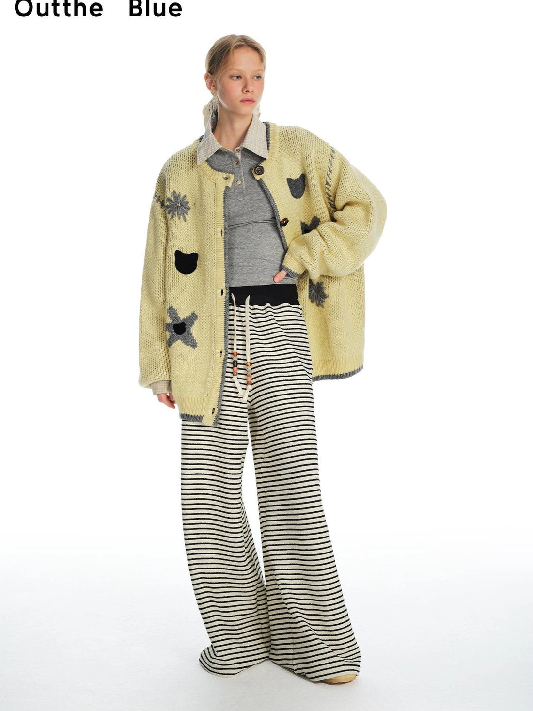 OuttheBlue Icelandic Wool 3 D Flower Embroidered Cardigan