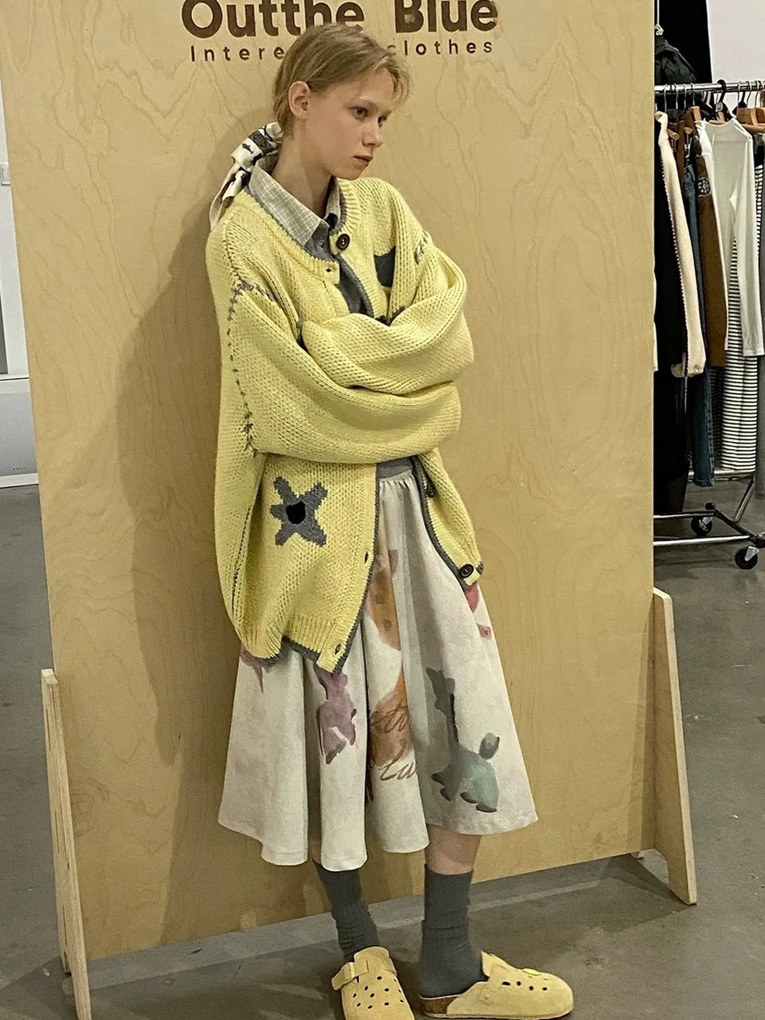 OuttheBlue Icelandic Wool 3 D Flower Embroidered Cardigan