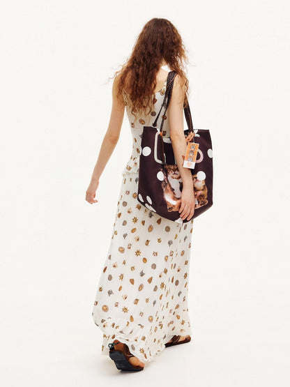 OuttheBlue Ivory Printed Ruffle Aline Fitted Strappy Women&