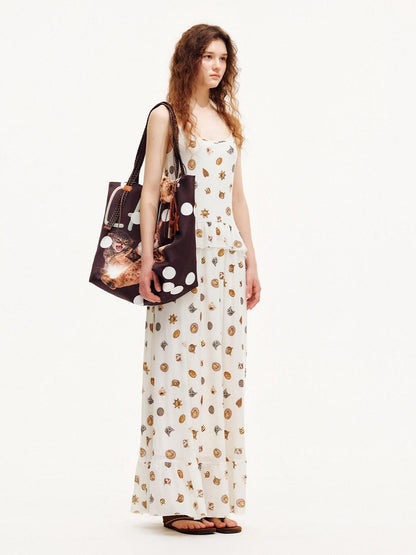 OuttheBlue Ivory Printed Ruffle Aline Fitted Strappy Women&