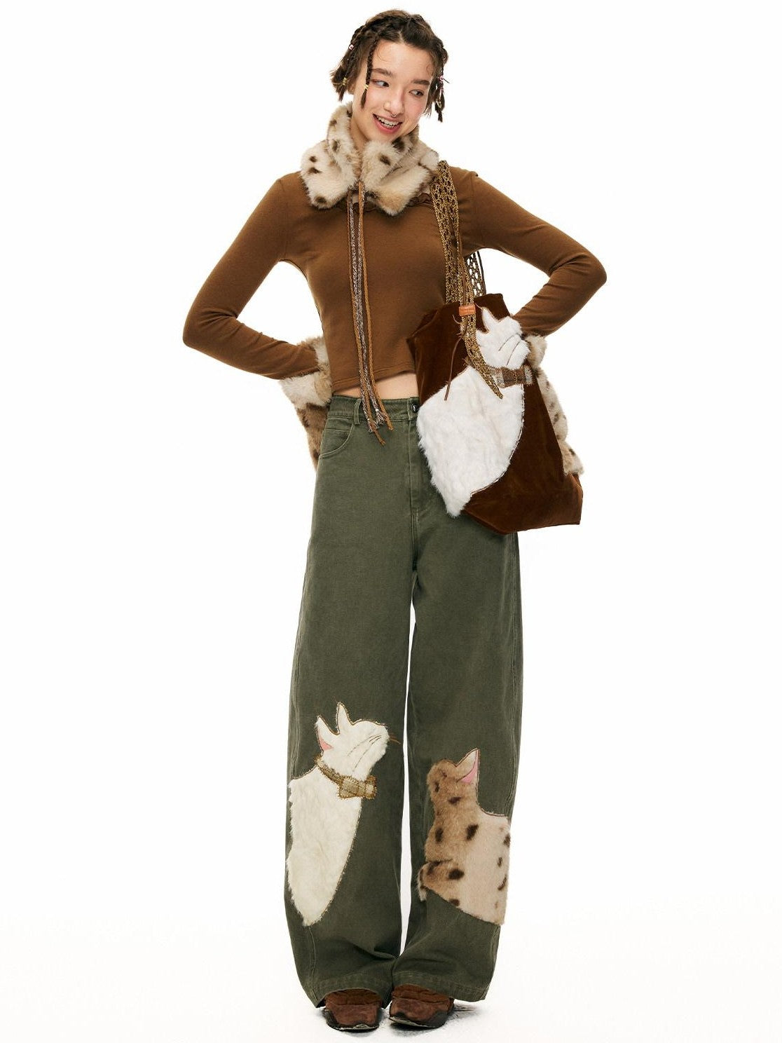 OuttheBlue Jungle Animal Heavy Patch Applique Curved Cut Women&