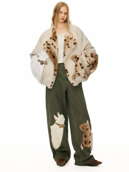 OuttheBlue Jungle Animal Heavy Patch Applique Curved Cut Women&