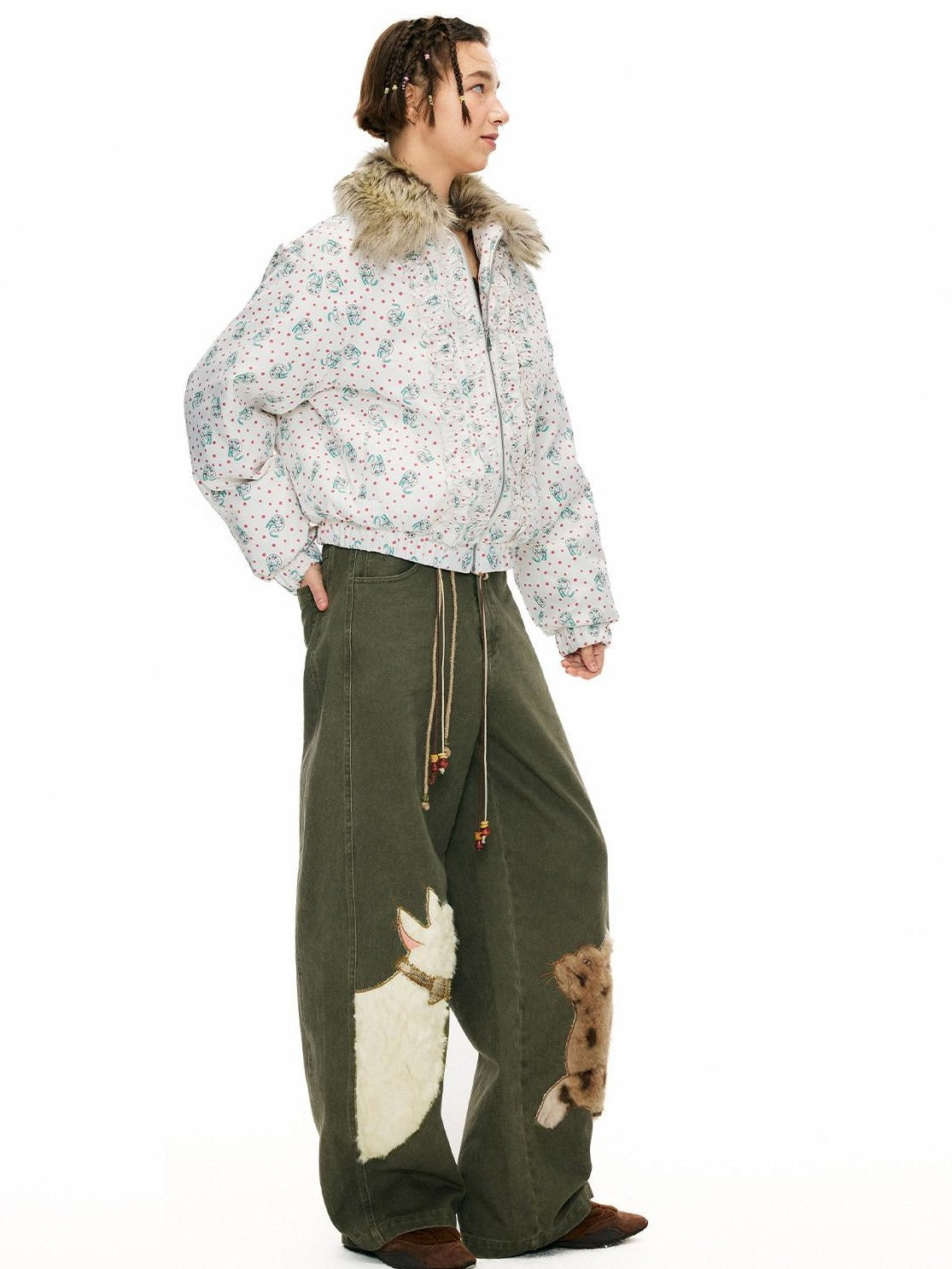 OuttheBlue Jungle Animal Heavy Patch Applique Curved Cut Women&
