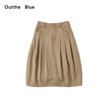 OuttheBlue_Khaki_Pleated_A_Line_High_Waist_Women&