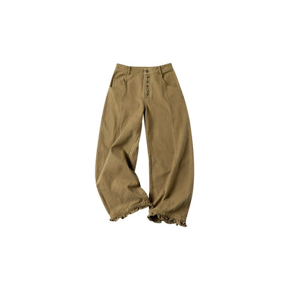 OuttheBlue_Khaki_Ruffle_Trim_High_Waist_Washed_Curved_Leg_Women&