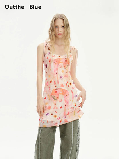 OuttheBlue Lace Beaded Life Like Summer Flowers Camisole Dress