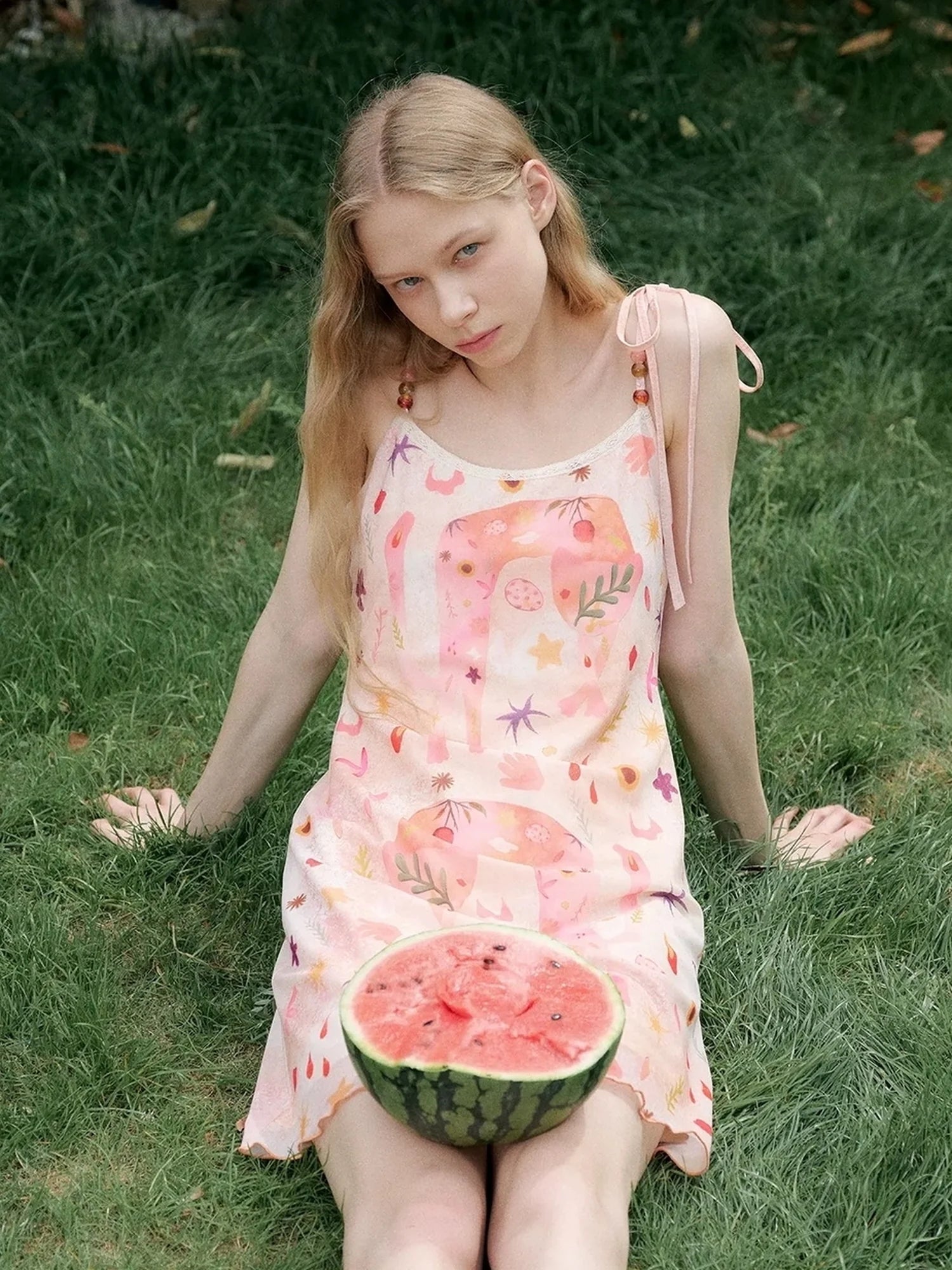 OuttheBlue Lace Beaded Life Like Summer Flowers Camisole Dress