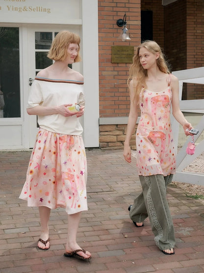 OuttheBlue Lace Beaded Life Like Summer Flowers Camisole Dress