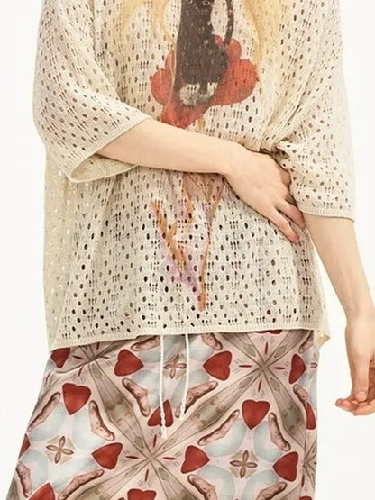OuttheBlue Lace Trimmed Satin Straight Skirt With Versatile Blouse