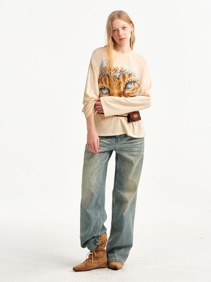 OuttheBlue Leopard Print Vintage Loose Women&