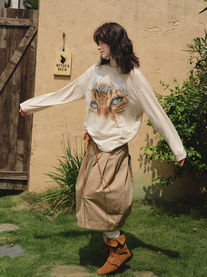 OuttheBlue Leopard Print Vintage Loose Women&