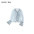 OuttheBlue_Light_Blue_Color_Block_Ruffle_Slim_Fit_Texture_V-neck_Women&