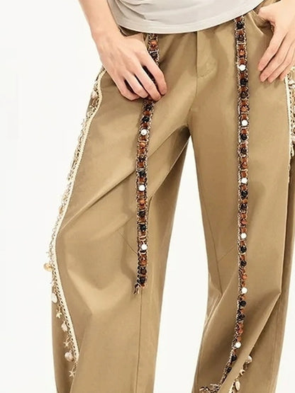 OuttheBlue Lightweight Khaki Tencel Blend Wide Leg Trousers