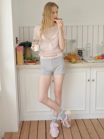 OuttheBlue Lightweight Linen Blend Pink Henley Tee