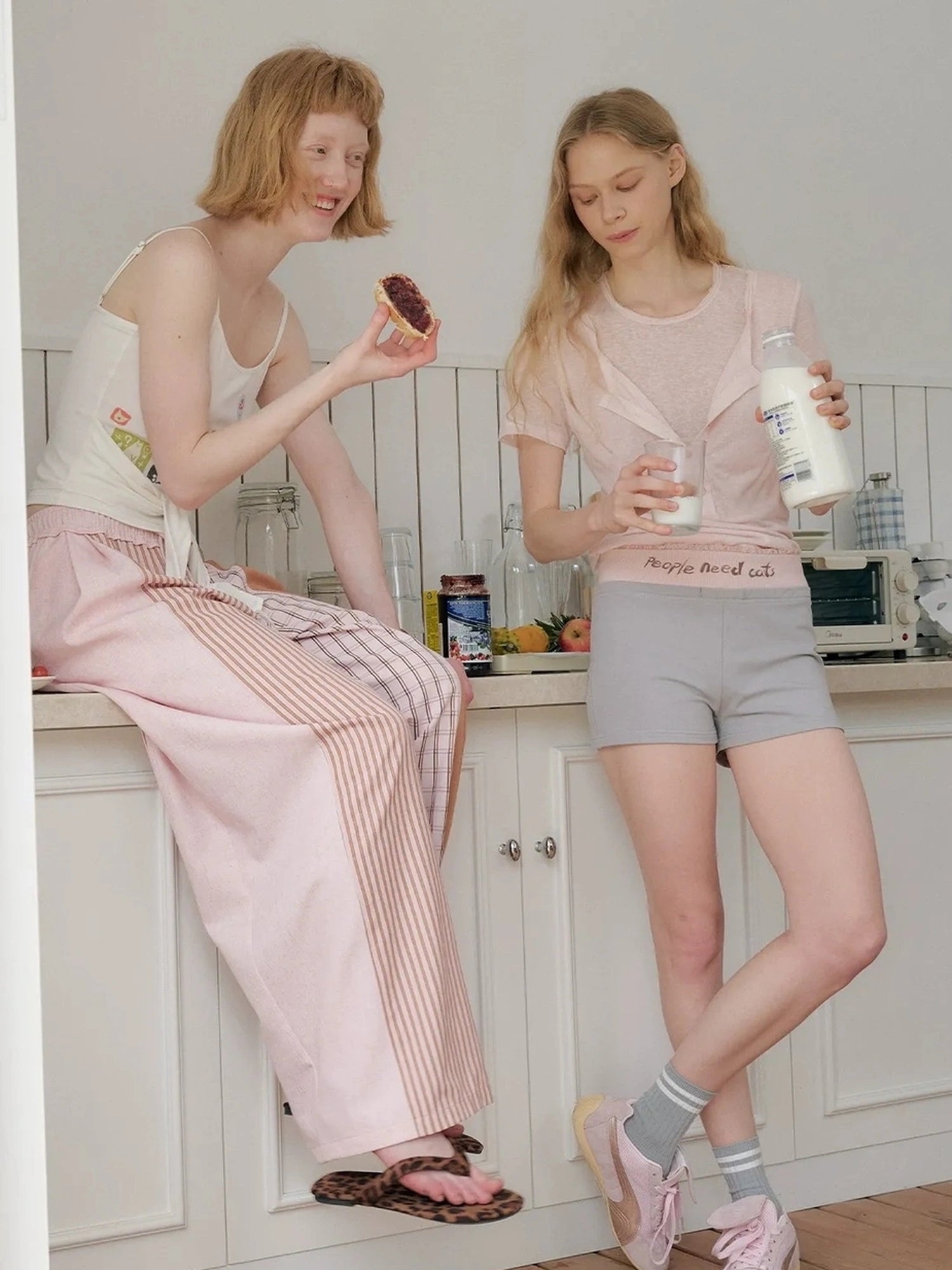 OuttheBlue Lightweight Linen Blend Pink Henley Tee