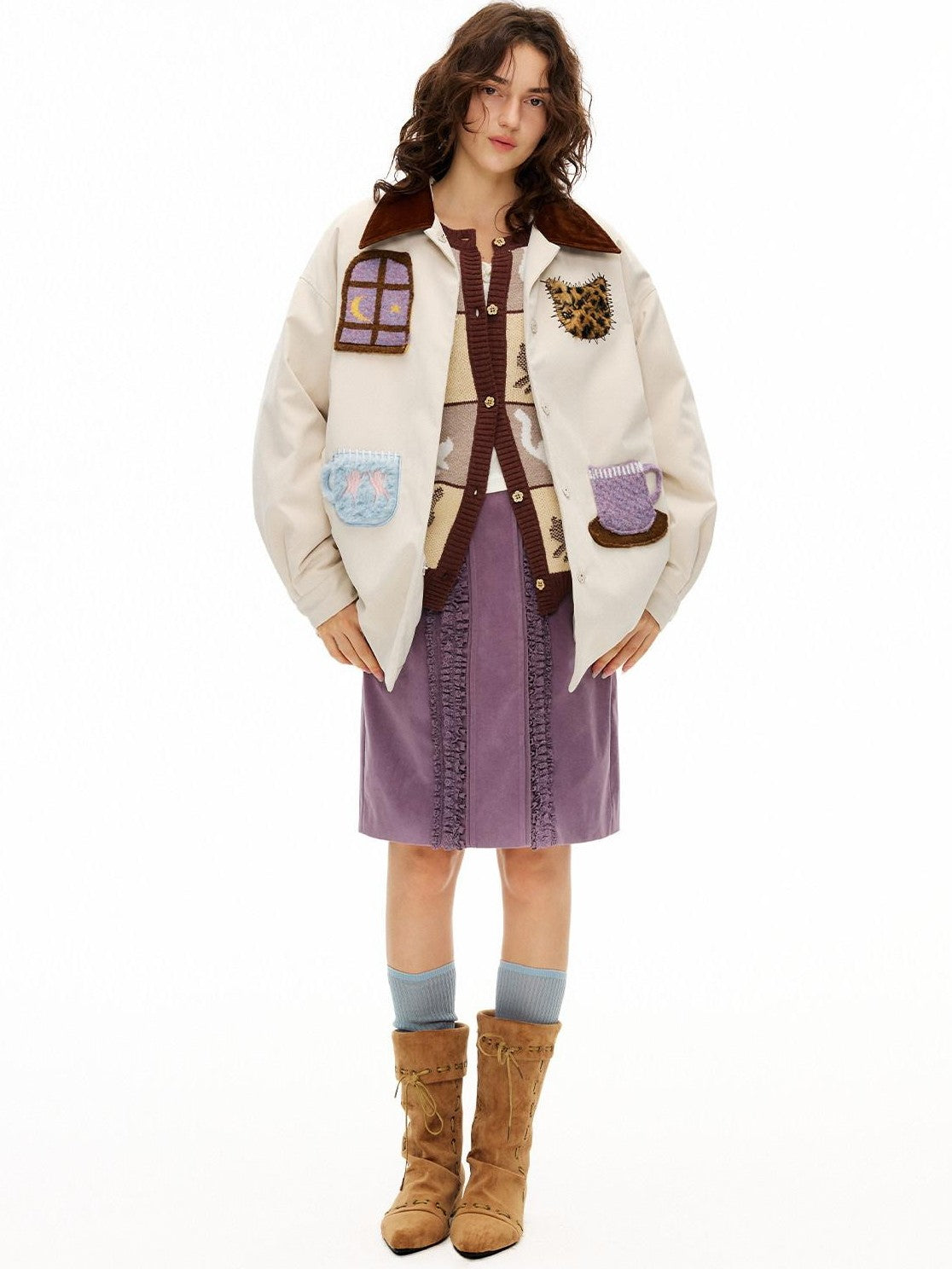 OuttheBlue Lilac Vintage Multi Layer Crochet Women&