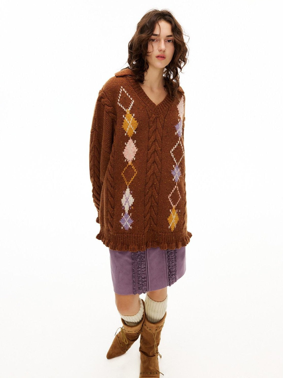 OuttheBlue Lilac Vintage Multi Layer Crochet Women&