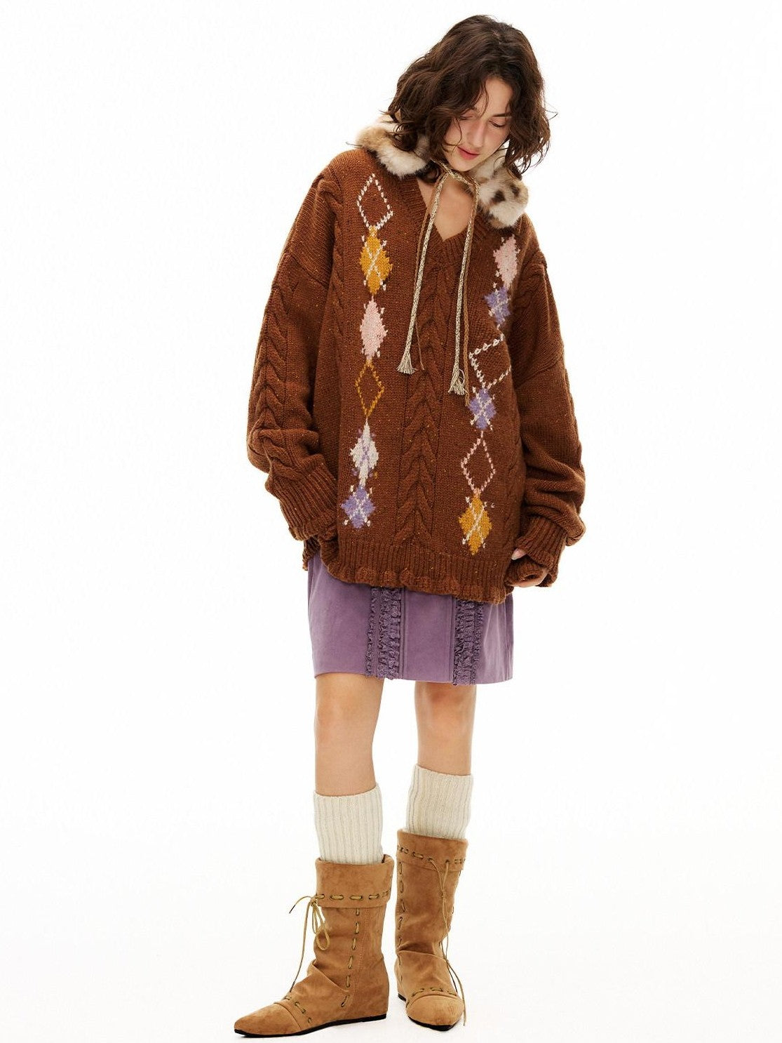 OuttheBlue Lilac Vintage Multi Layer Crochet Women&
