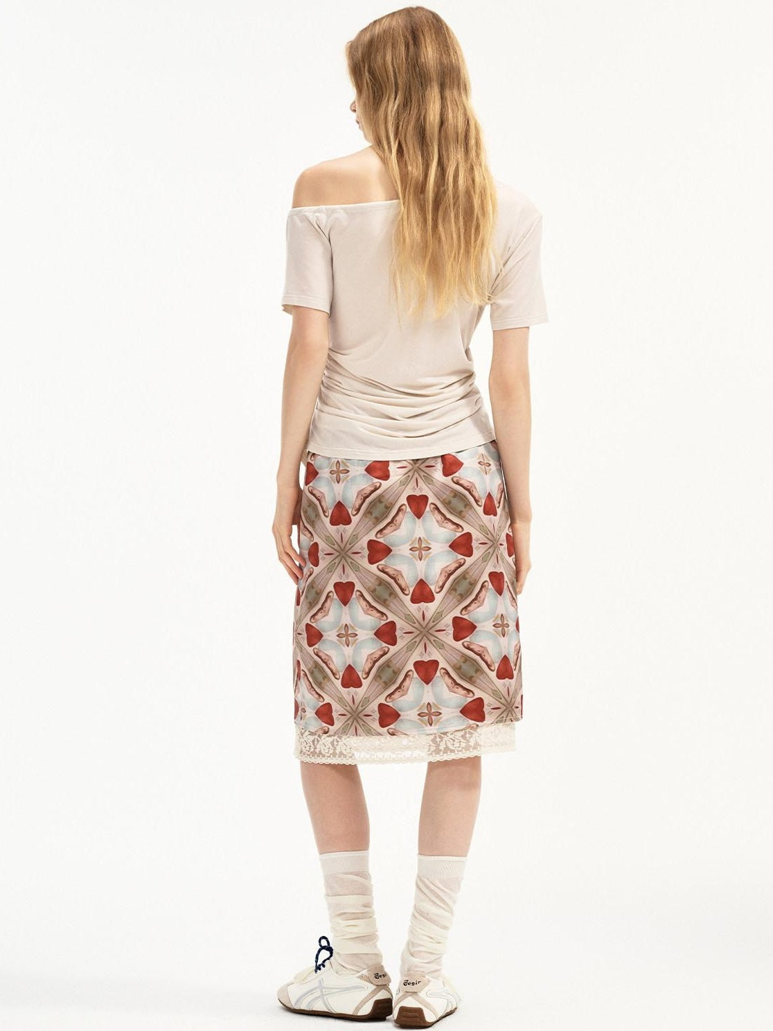 OuttheBlue Lyocell Stretch Drawstring Slim Office Milk Tea Off Shoulder Crop Tops