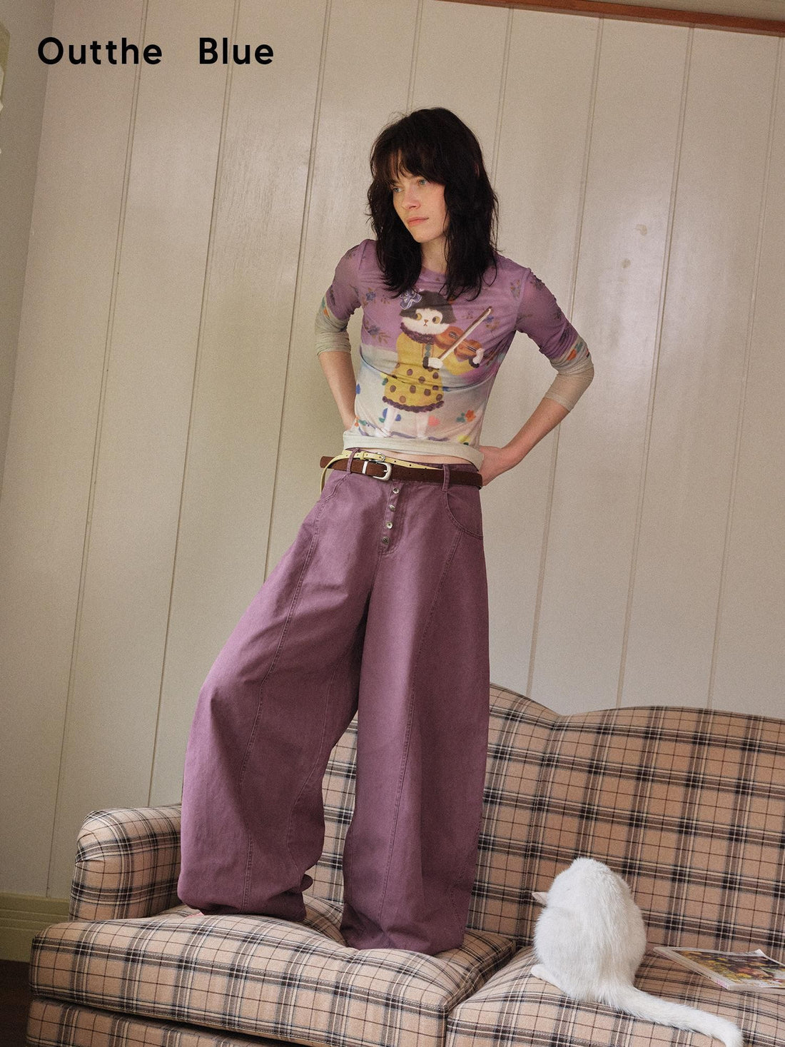 OuttheBlue Maroon Purple Accordion Pleat Vintage Washed Women&
