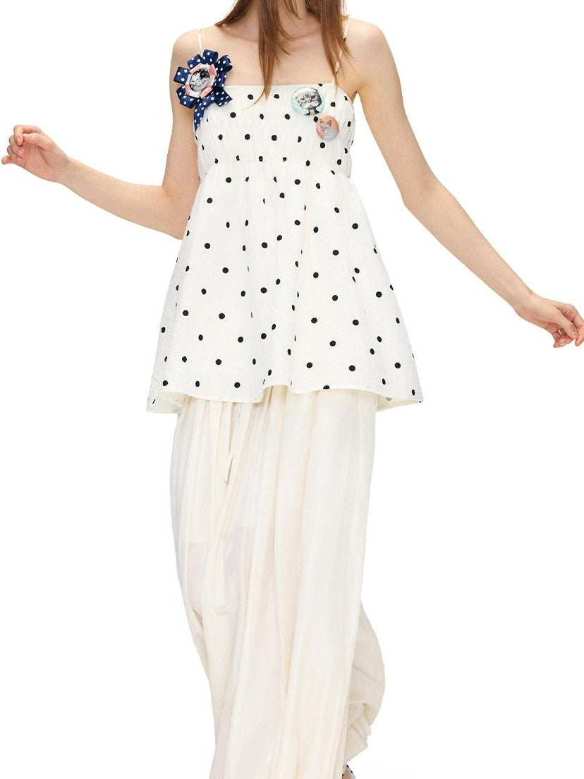 OuttheBlue Mid High Waist Casual Lantern Style Women Beige Polyester Blend Wide-Leg Pants