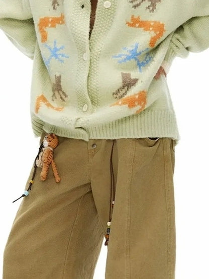 OuttheBlue Mint Green Collared Knit Cardigan Sweater