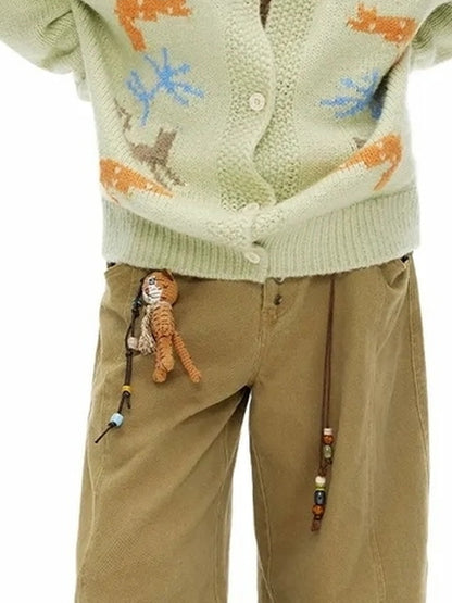 OuttheBlue Mint Green Collared Knit Cardigan Sweater