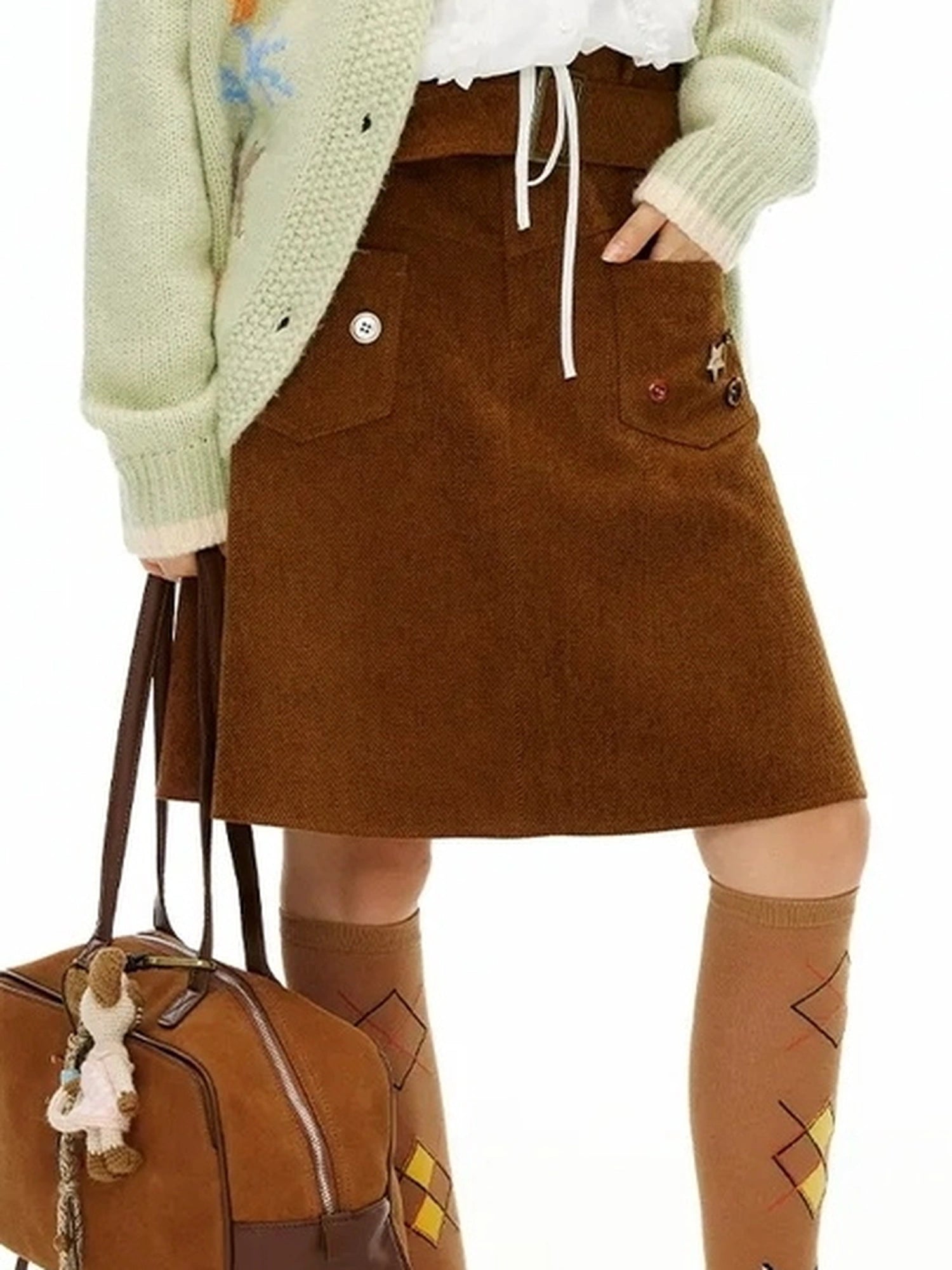 OuttheBlue Mint Green Collared Knit Cardigan Sweater