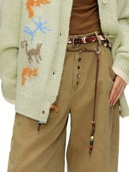 OuttheBlue Mint Green Collared Knit Cardigan Sweater