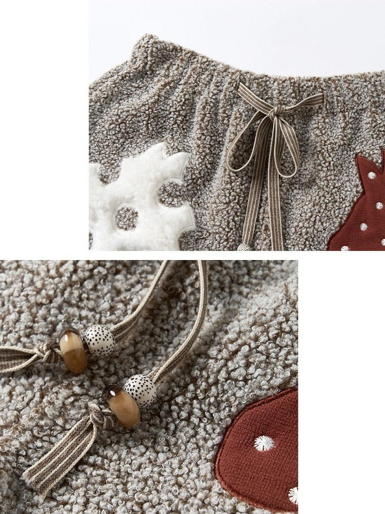 OuttheBlue Mocha Animal Print Drawstring Natural Waist Women Applique Mini Shorts